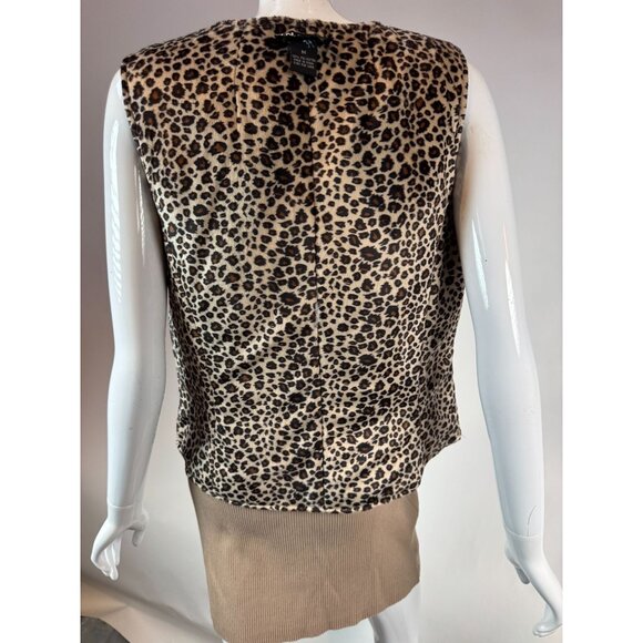 Leopard Print Polyester Reversible Vest With Front Zipper By I.N. Studio M - Picture 15 of 16